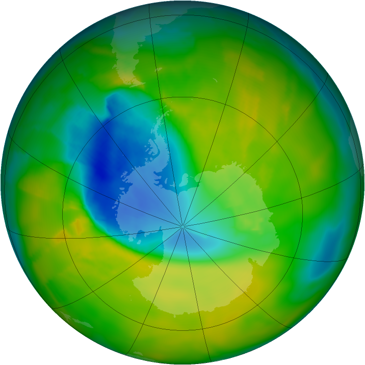 Antarctic ozone map for 08 November 2012